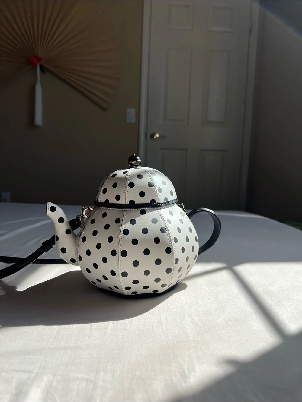 BRAND NEW kate spade White and Black Polka Dot Teapot Crossbody Bag